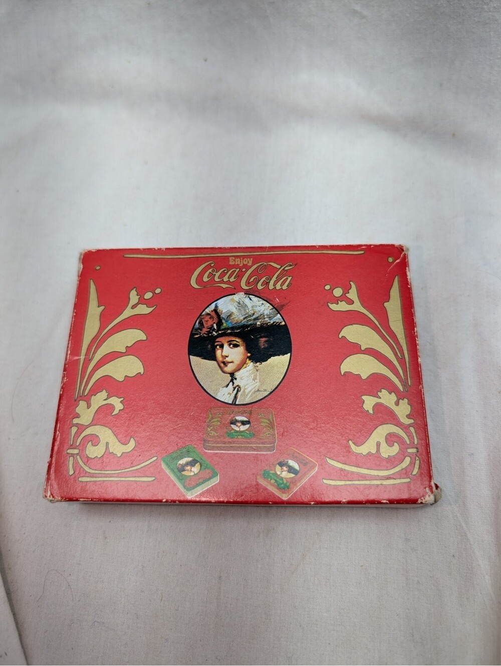 Vintage Coca-Cola Collectible Playing Cards Set Retro Metal Tin Case With Box